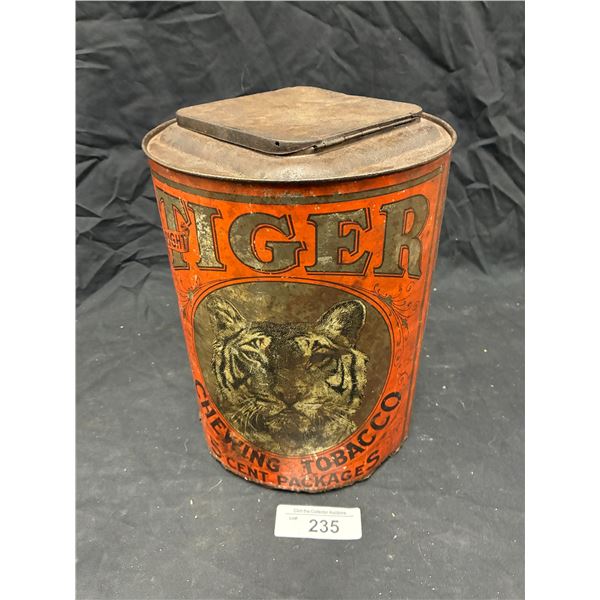 Rare! Tiger brand chewing tobacco tin 11" tall