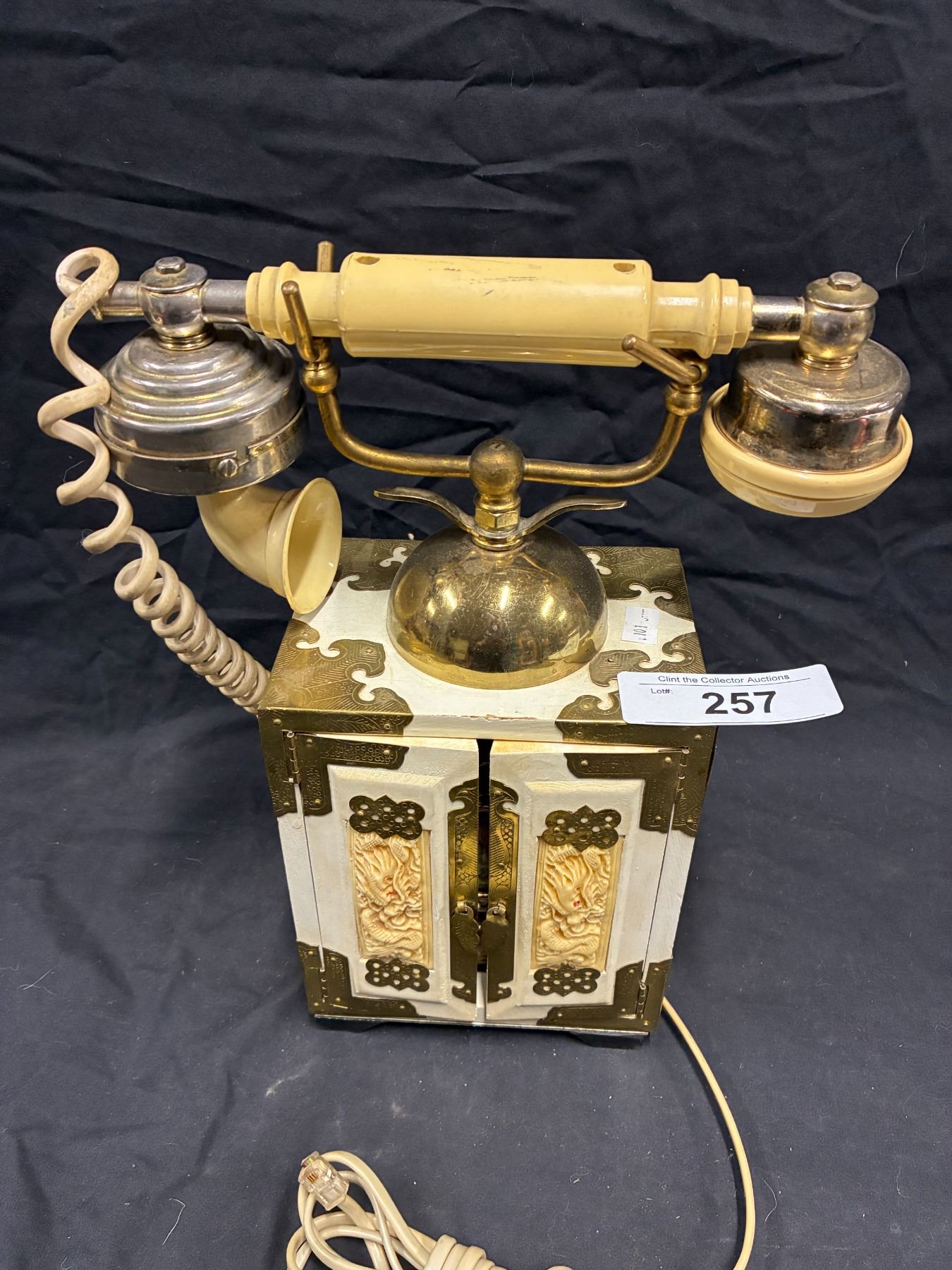 Fancy ornate landline white phone 12
