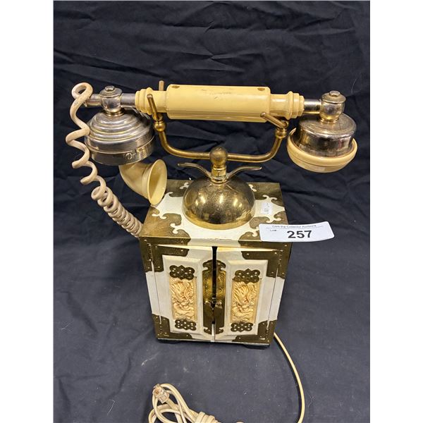 Fancy ornate landline white phone 12" tall