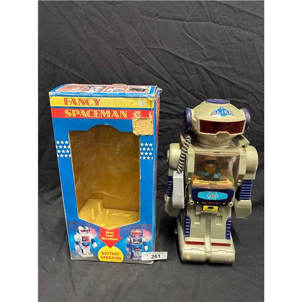 Large vintage "Fancy Spaceman" robot toy in box 17" tall