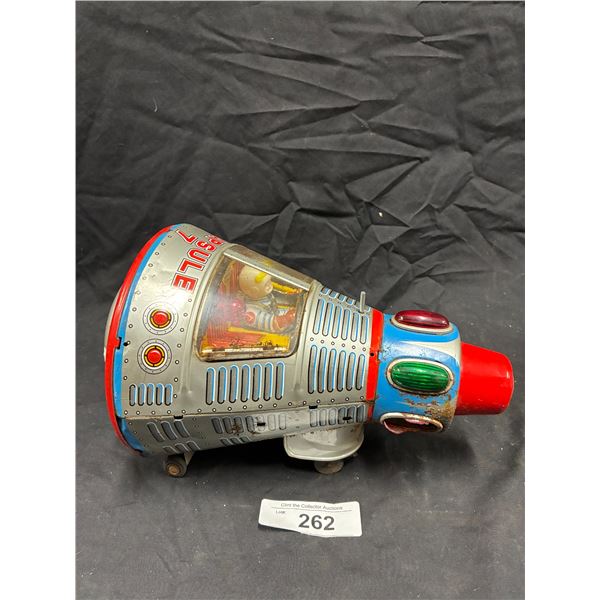 Vintage 60s tin space capsule made in Japan 10"