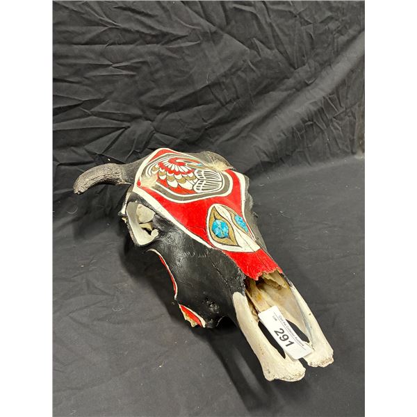 Hand painted cow skull 19"