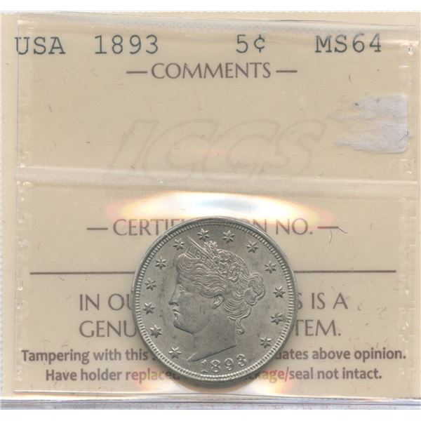 1893 USA Five Cents
