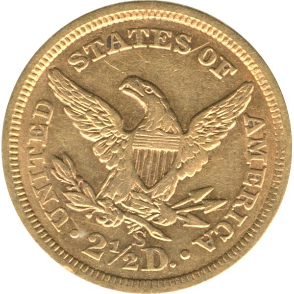 1869s USA Liberty Head $2 1/2 Gold
