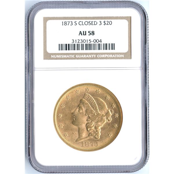 1873S USA Liberty Head $20 Gold