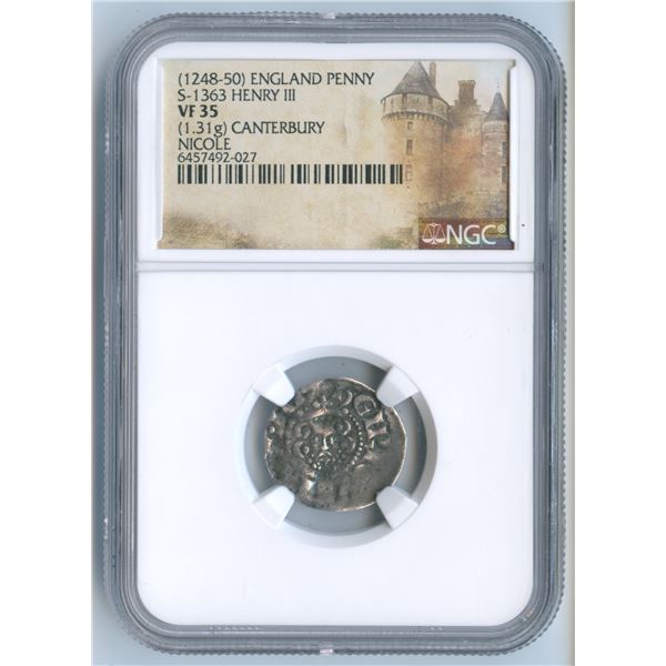 1248-50 England Silver Penny S-1363 Henry III