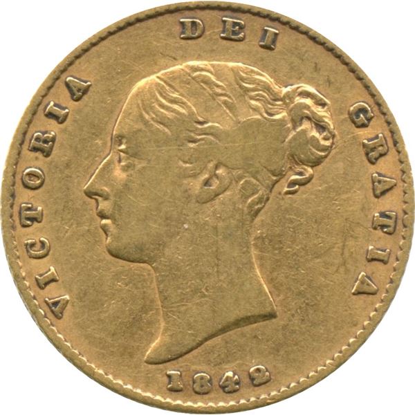 1842 Gold 1/2 Sovereign