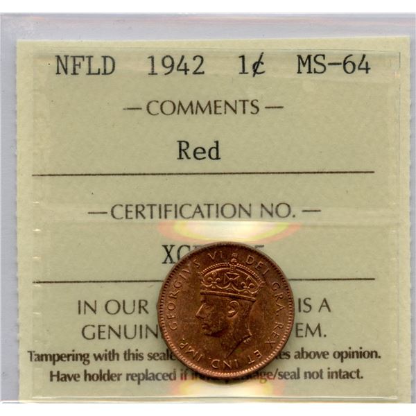 1942 Newfoundland One Cent