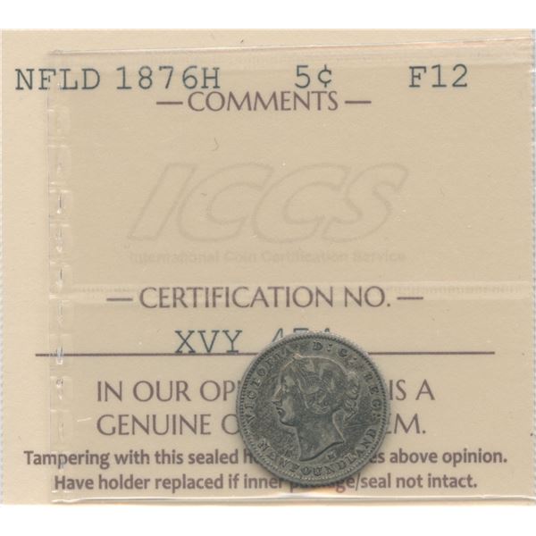 1876H Newfoundland Five Cents
