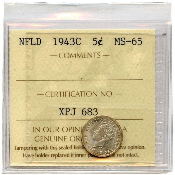 1943c Newfoundland Five Cents