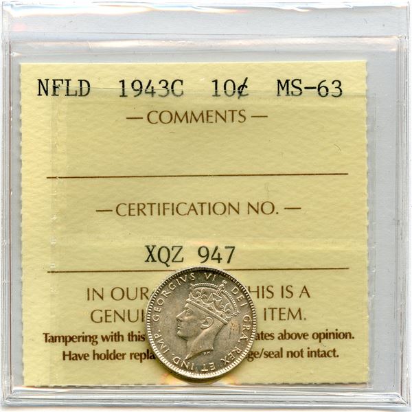 1943c Newfoundland Ten Cents