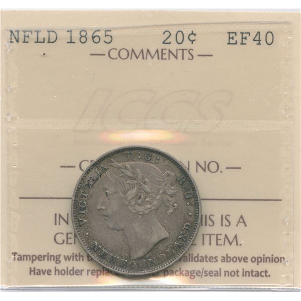 1865 Newfoundland Twenty Cents