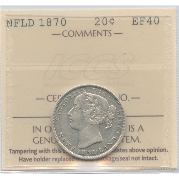 1870 Newfoundland Twenty Cents