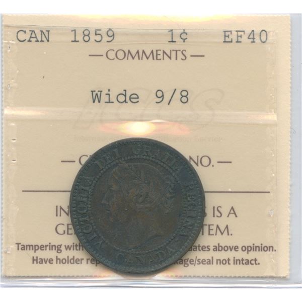 1859 One Cent - Wide 9/8