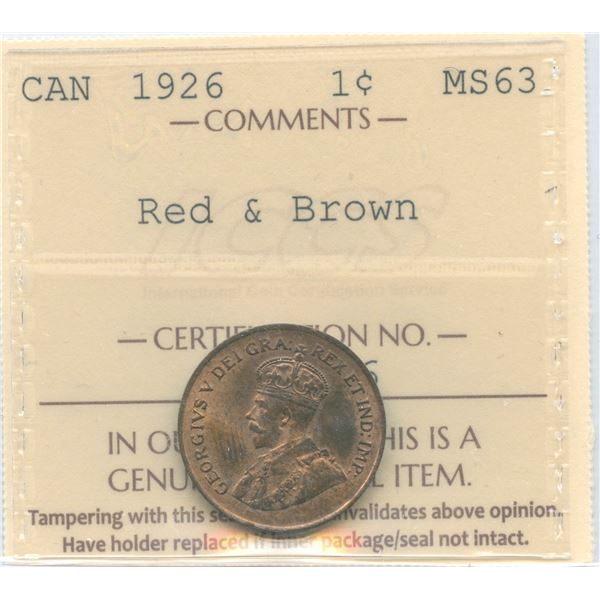 1926 One Cent - Key Date