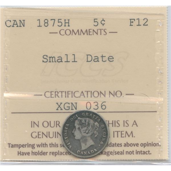1875H Five Cents - Key Date