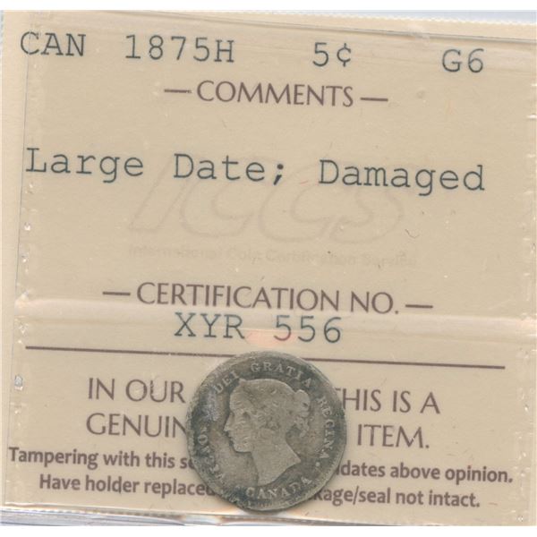 1875H Five Cents - Key Date