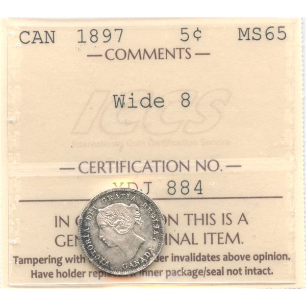 1897 Five Cents - Wide 8