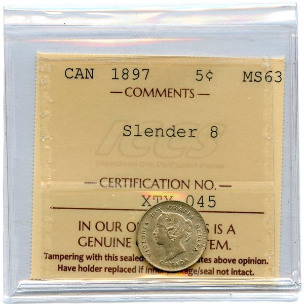 1897 Five Cents - Narrow 8