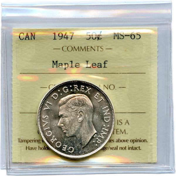 1947 Fifty Cents - Maple Leaf