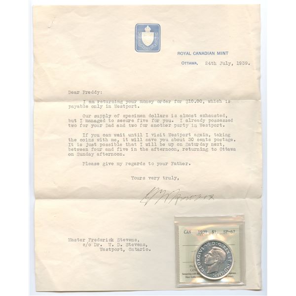 1939 Silver Dollar - Specimen