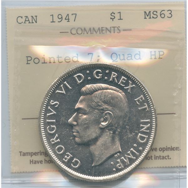 1947 Silver Dollar - Pointed 7