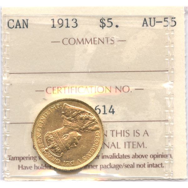 1913 Canada $5 Gold