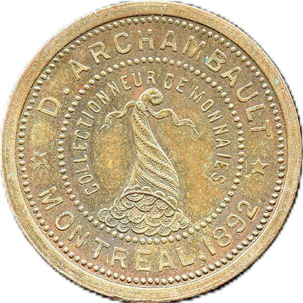 Br. 635. D. Archambault Numismatist Card. 1892. Copper.