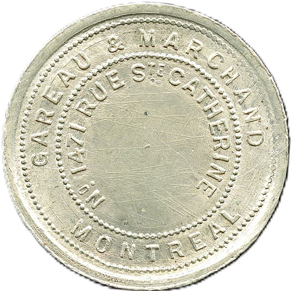 Gareau & Marchand Token with Incomplete Design on Obverse and Reverse.