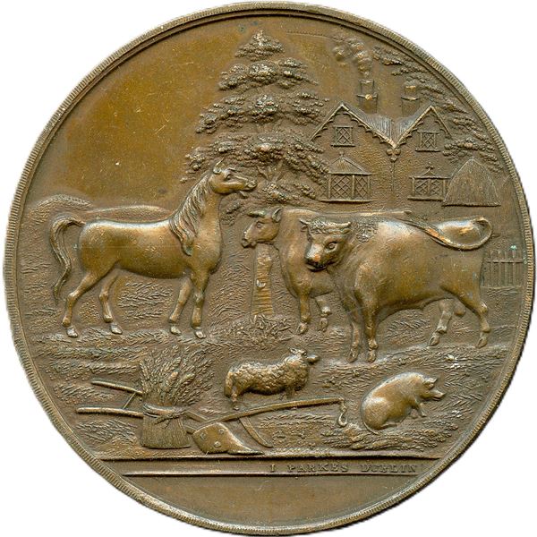 Lot of Six Bronze Agricultural British Historical Medals with livestock designs.