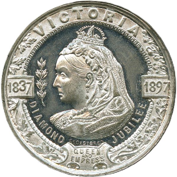 Lot of Two Lr. 1875n Queen Victoria Diamond Jubilee White Metal Medals.