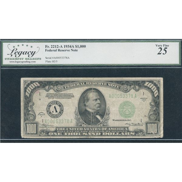 Federal Reserve $1000, 1934 - Boston