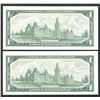 Image 2 : Bank of Canada $1, 1967 - Low Numbered Pair