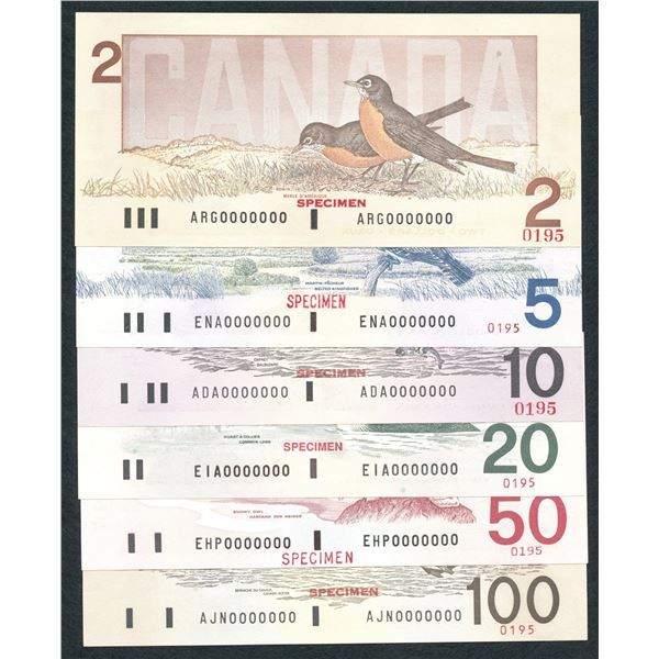 Bank of Canada $2 - $100 Specimen Set S/N:0195