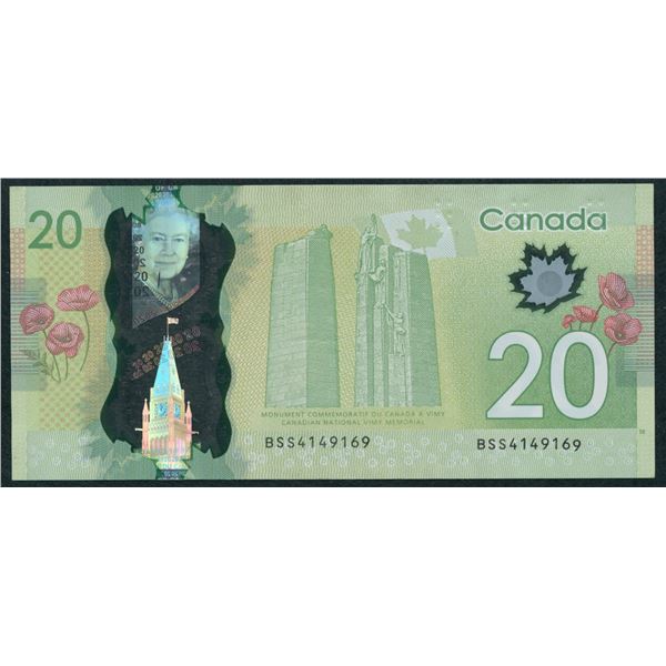 Bank of Canada $20, 2012 - Misplaced Serial Number