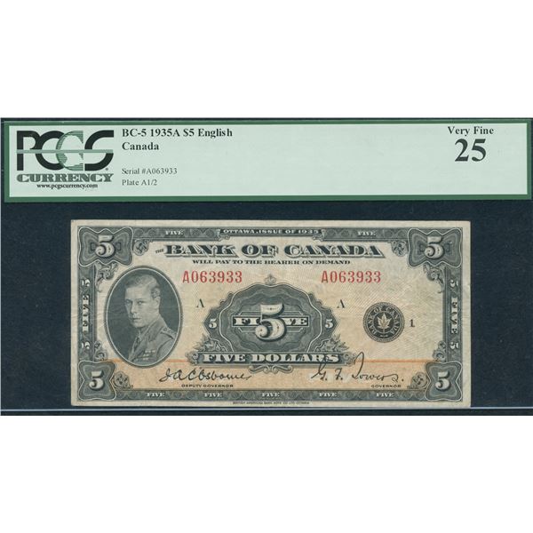 Bank of Canada $5, 1935