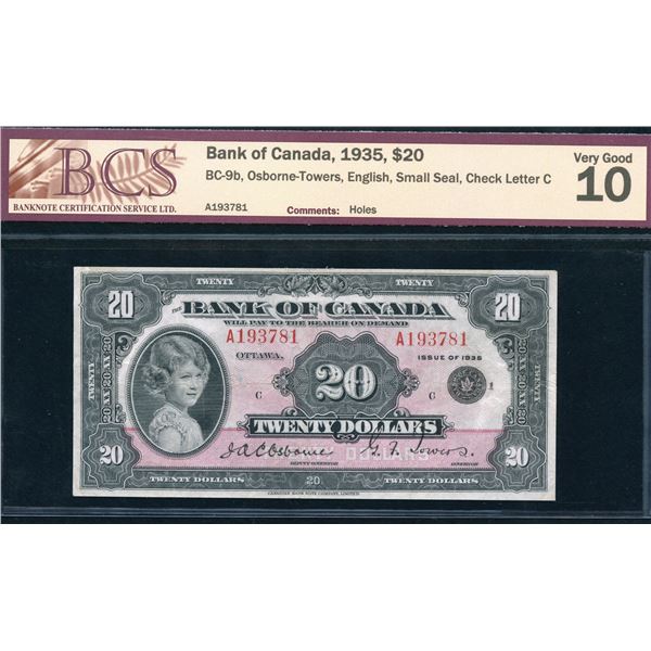 Bank of Canada $20, 1935 - Small Seal