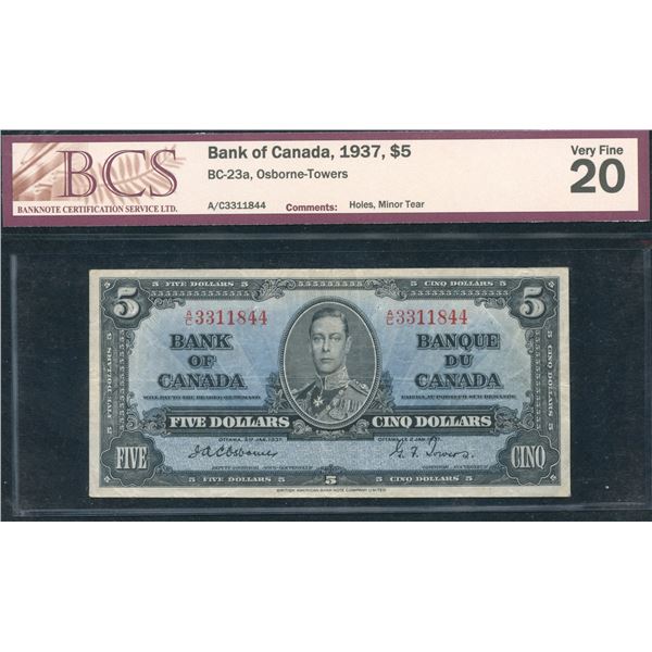 Bank of Canada $5, 1937 - Osborne