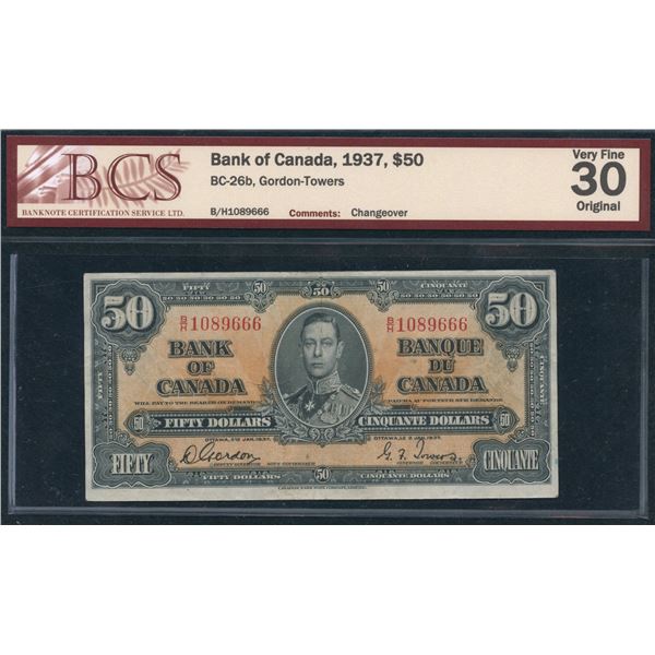 Bank of Canada $50, 1937, Changeover