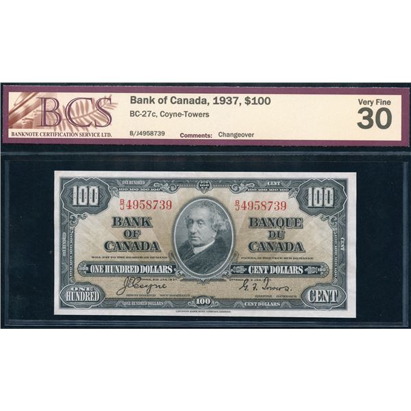 Bank of Canada $100, 1937