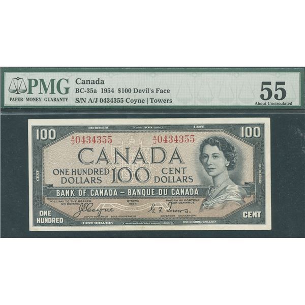 Bank of Canada $100, 1954 - Devil's Face