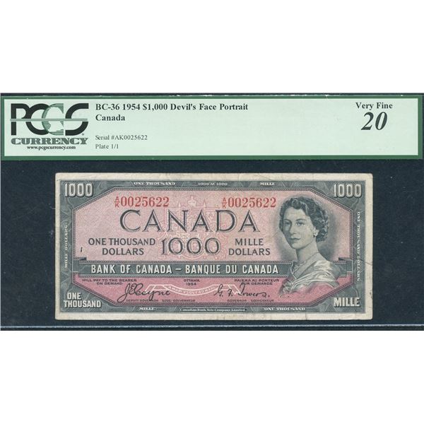 Bank of Canada $1000, 1954 - Devil's Face