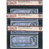 Image 1 : Bank of Canada $5, 1954 - Lot of 3 Consecutive Notes