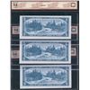 Image 2 : Bank of Canada $5, 1954 - Lot of 3 Consecutive Notes