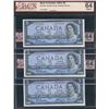 Image 3 : Bank of Canada $5, 1954 - Lot of 3 Consecutive Notes