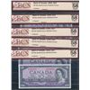 Image 1 : Bank of Canada $10, 1954 - Lot of 5 Consecutive Notes