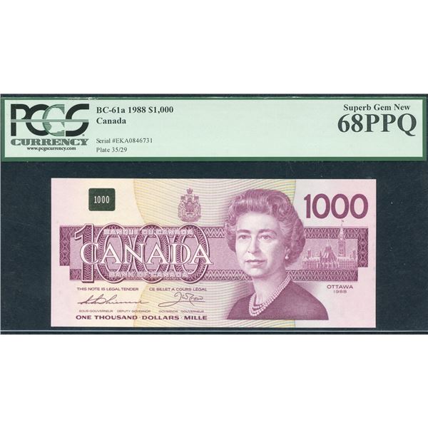Bank of Canada $1000, 1988 - Superb Gem