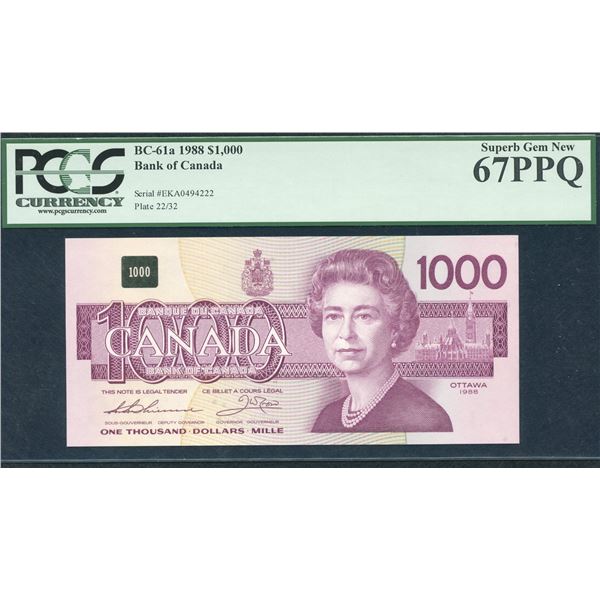 Bank of Canada $1000, 1988 - Superb Gem