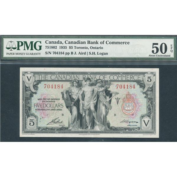 Canadian Bank of Commerce $5, 1935