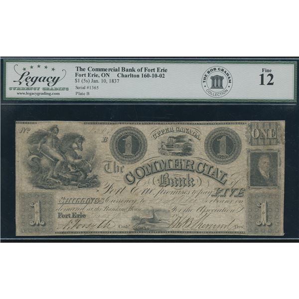 Commercial Bank of Fort Erie $1, 1837